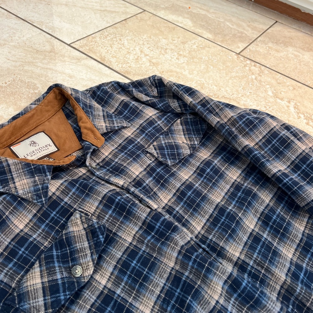 2X Tall Legendary Whitetails Flannel Button Up Flip Cuffs w/Corduroy Accent